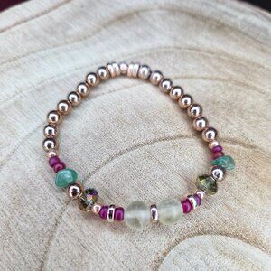 Fluorite and Cherry Quartz Bracelet | Handmade Crystal Jewelry